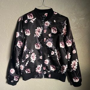 Juniors Floral Bomber Jacket